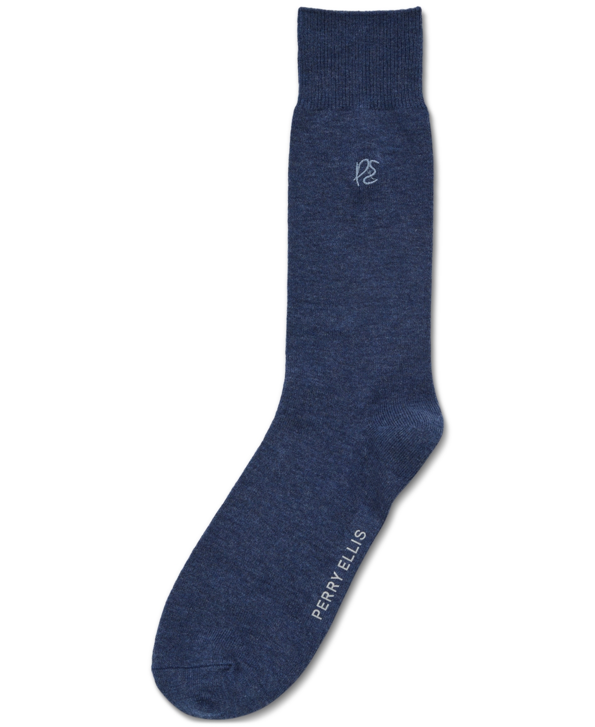 Perry Ellis Portfolio Men's Portfolio Flat Knit Logo Dress Socks In Blue