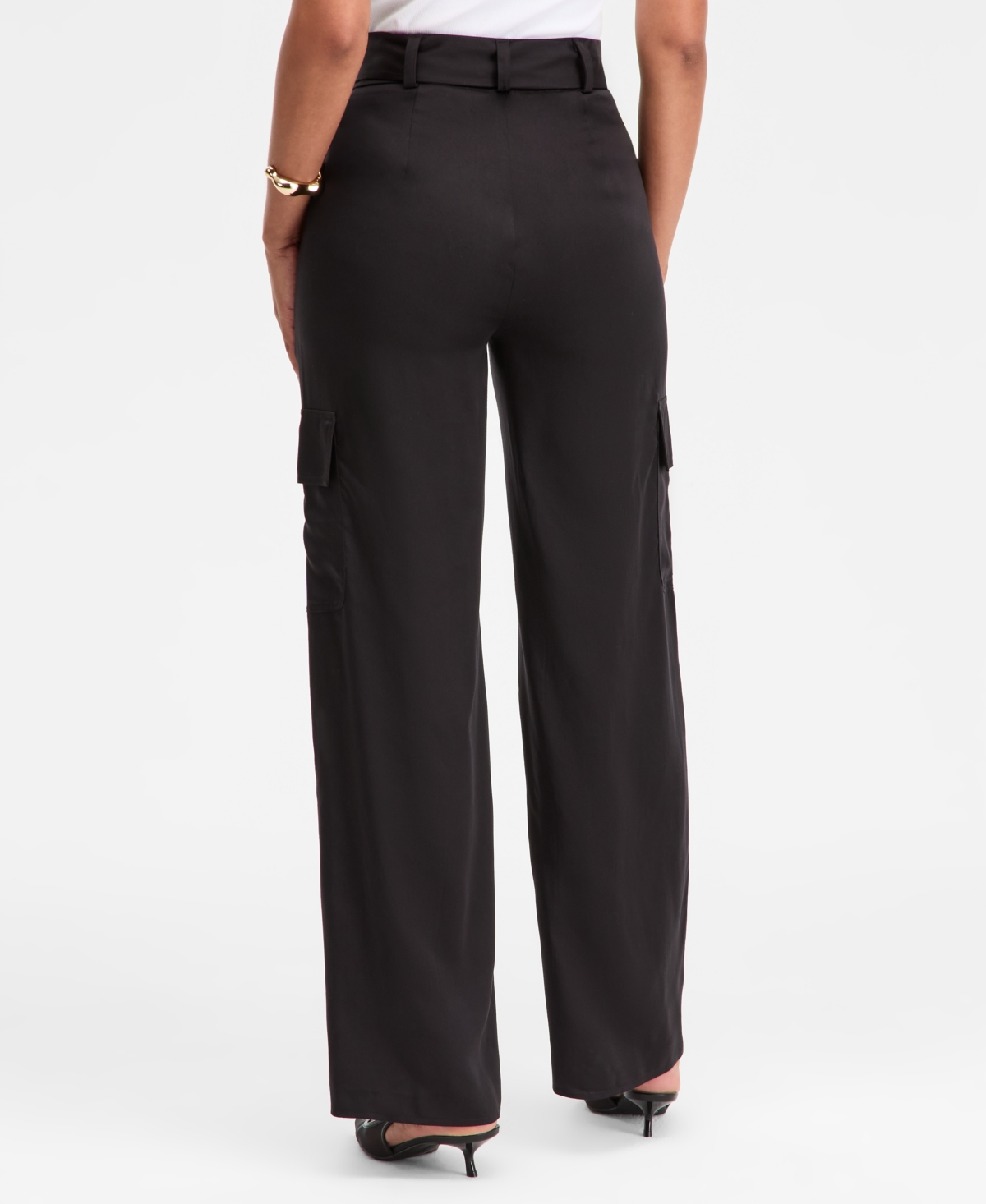 Inc International Concepts Women's Belted High-rise Cargo Pants, Macy's Exclusive In Black