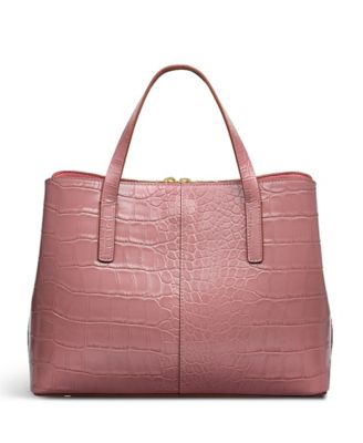 Dukes Place Faux Croc Medium Zip Top Satchel Bag