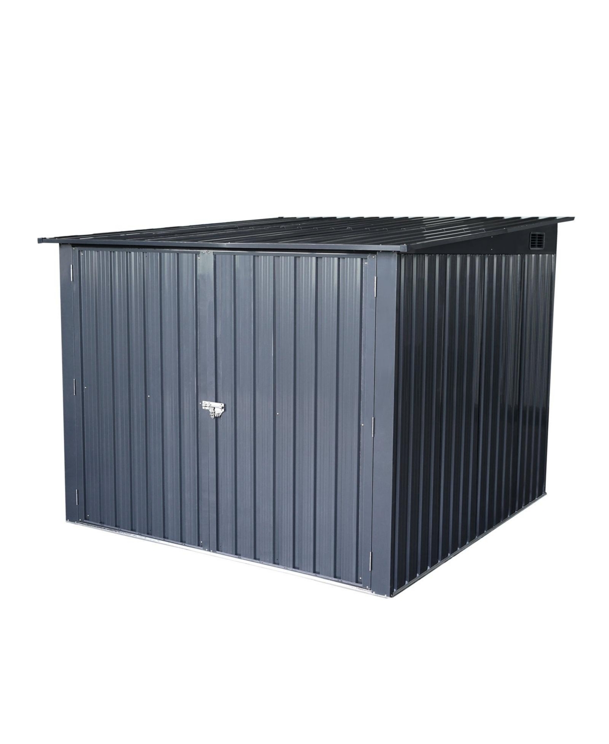 Steel Outdoor Storage Shed For Bicycle with Slope Roof and 4 Bike Tracks - Black
