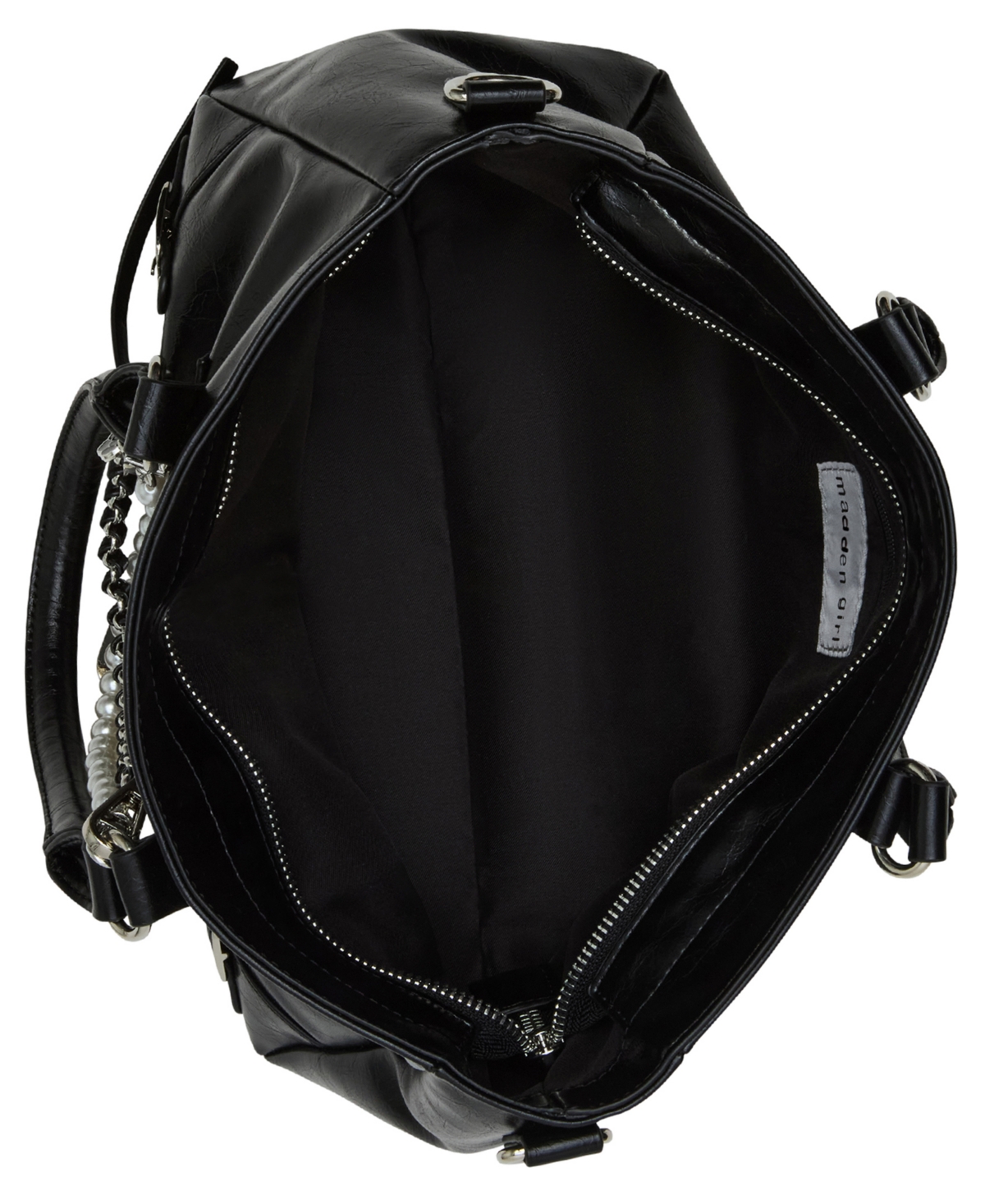 Madden Girl Violett Small Zipper Satchel Bag In Black