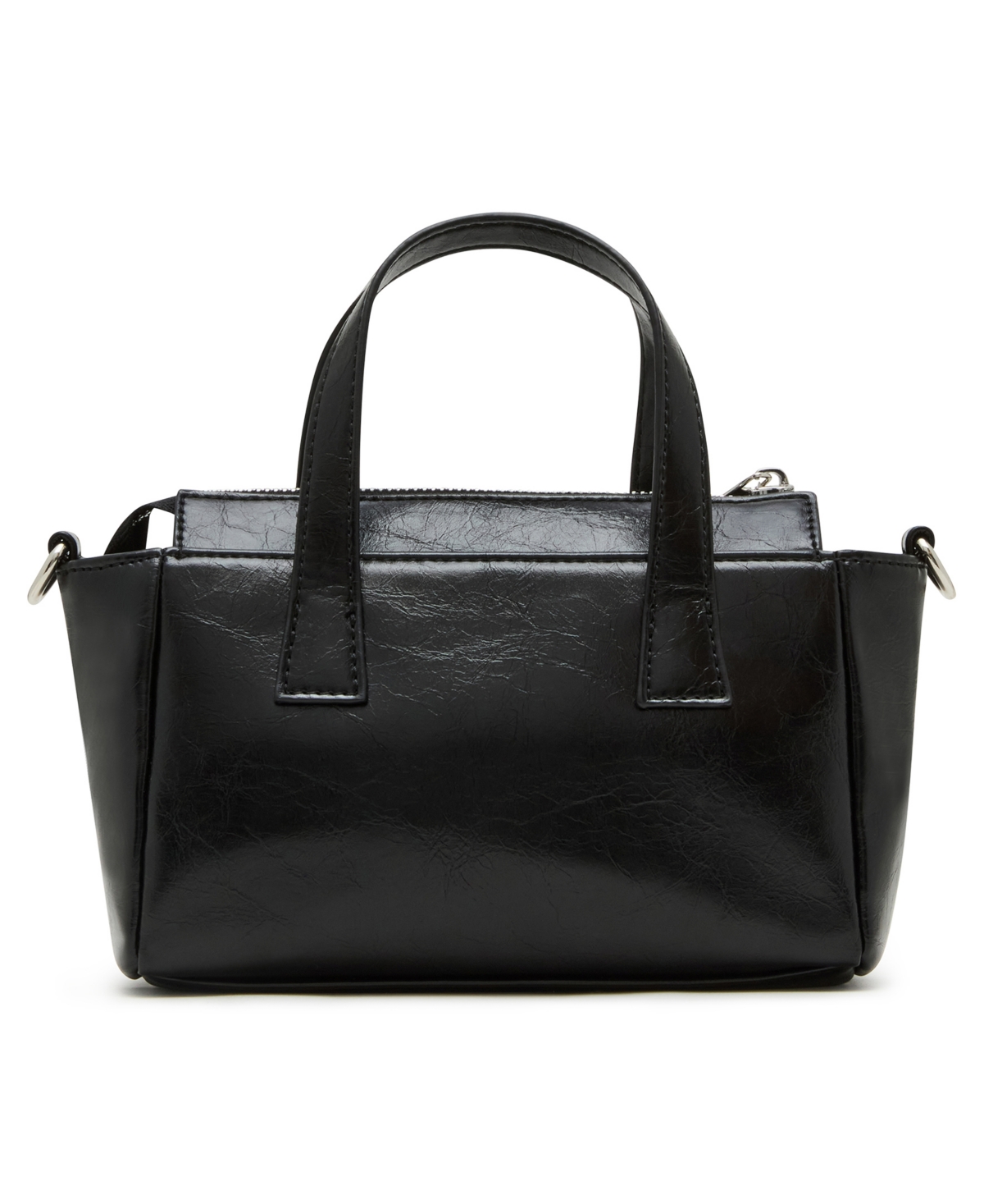Madden Girl Cathc Crinkle Zipper Satchel Bag In Black