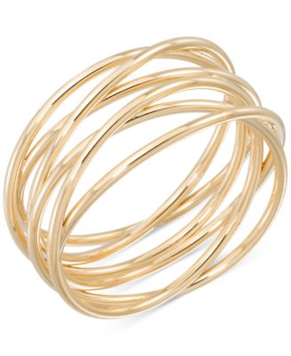 Macy's - Polished Interlocking Multirow Crossover Statement Ring in 14k Gold