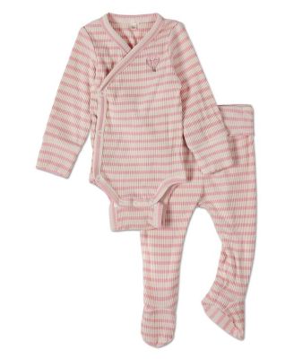 Baby Girls 2 Piece "Hot Air Balloon" Striped Modal Blend Bodysuit Set