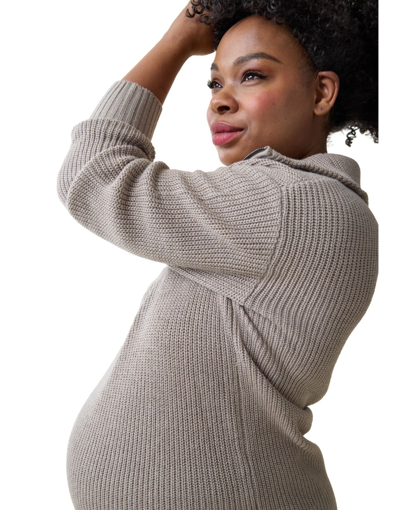 Женские свитеры Maternity Ingrid + Isabel Cozy Quarter Zip, цвет: Серо-коричневый — фото 3