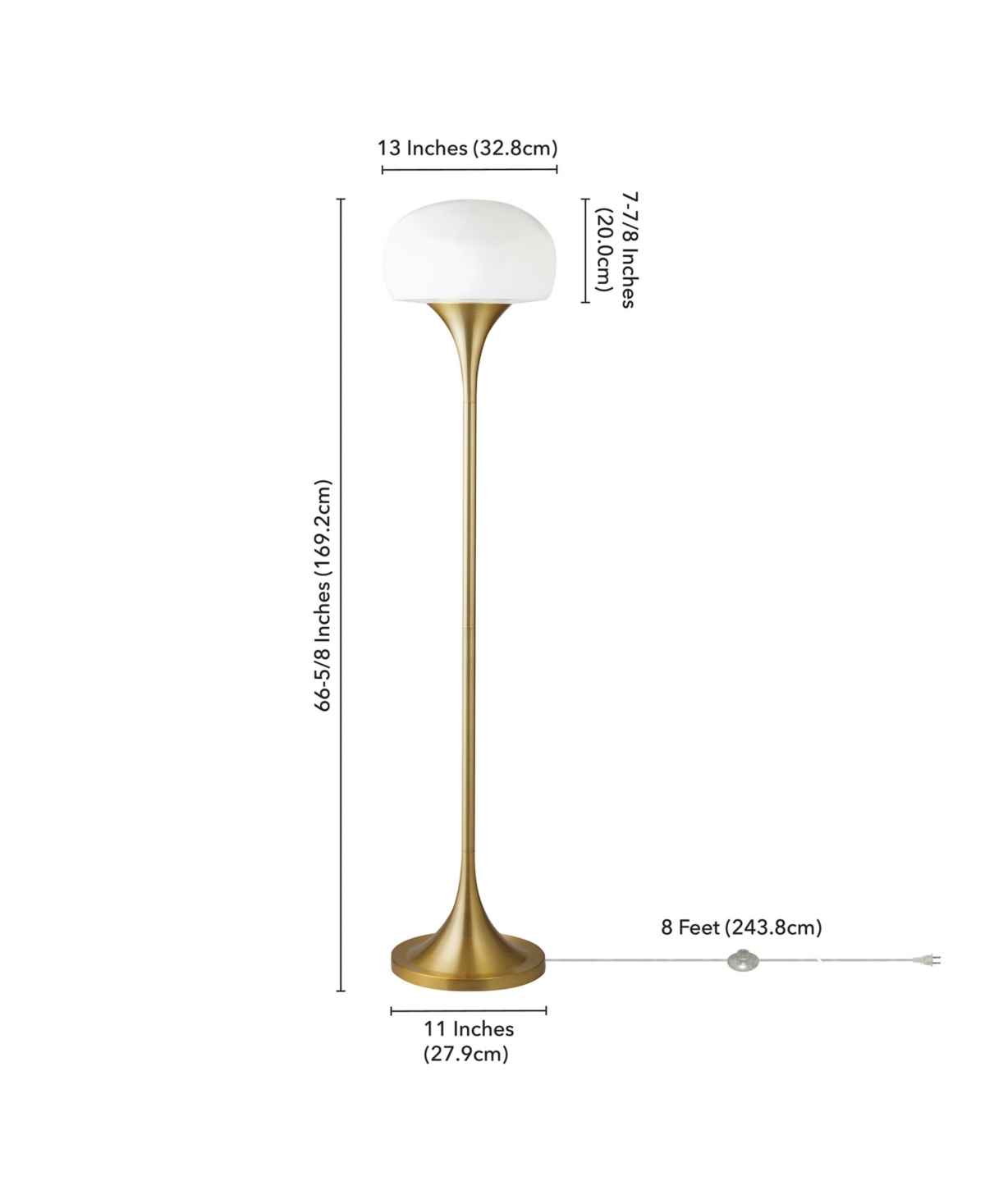 Hudson & Canal Aleister 66.63" Metal Torchiere Floor Lamp With Glass Shade