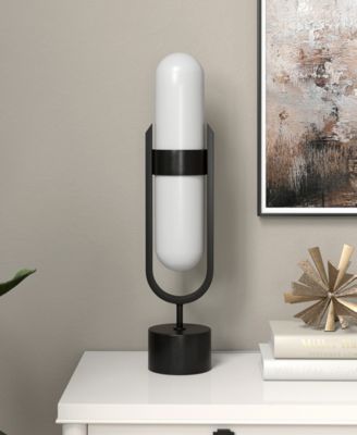 Blair 25" Metal Pill-Shaped Table Lamp with Milk Glass Shade