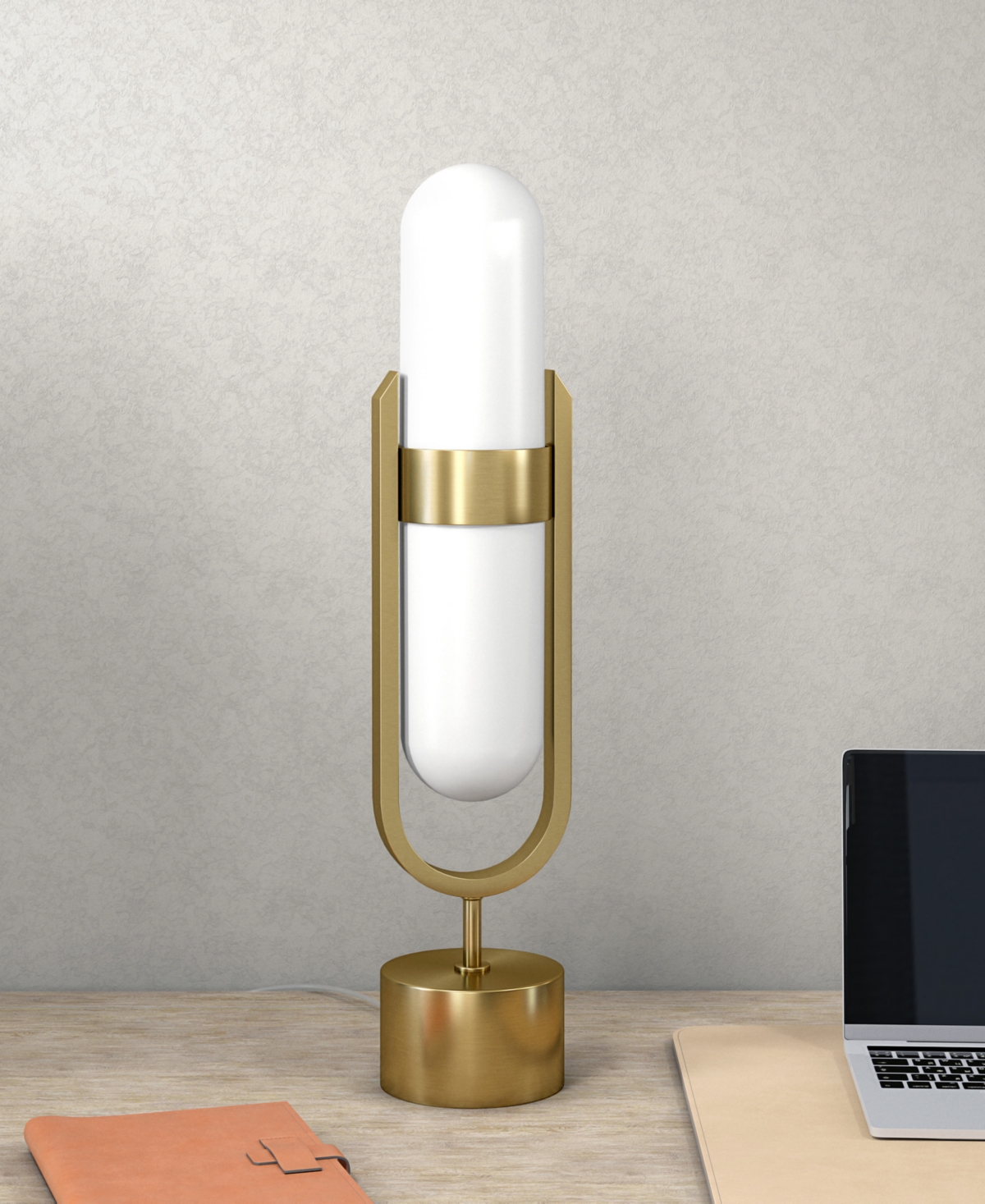 Hudson & Canal Blair 25" Metal Pill-shaped Table Lamp With Milk Glass Shade