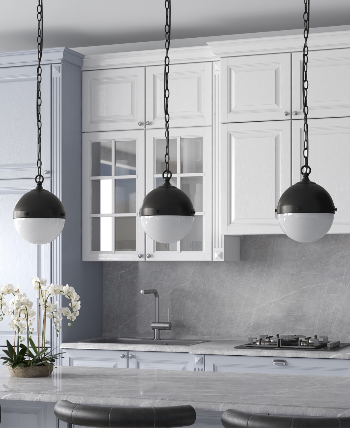 Hudson & Canal Aurora 11.13" Metal Pendant With Glass Shade In Black