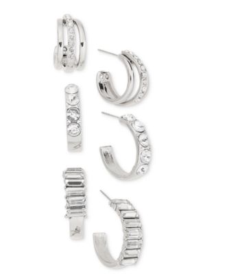 Glass Stone Hoop Earrings, Set of 3, Macy's Exclusive