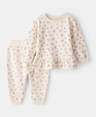 Carter's - Baby Girls Cotton Floral-Print Long-Sleeve T-Shirt & Pants, 2 Piece Set