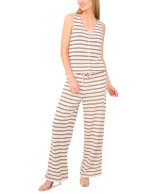 Women's Striped Knit Button Front Vest