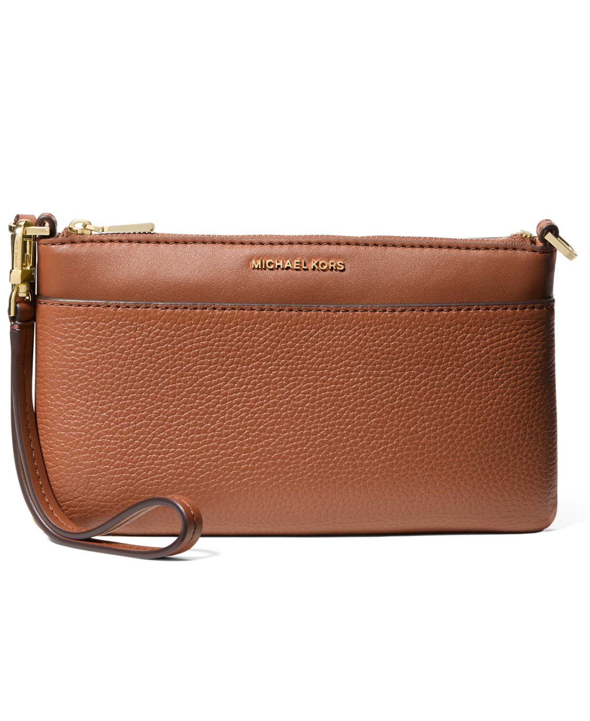 Michael Kors Michael  Jet Set Leather Top Zip Convertible Wristlet In Brown