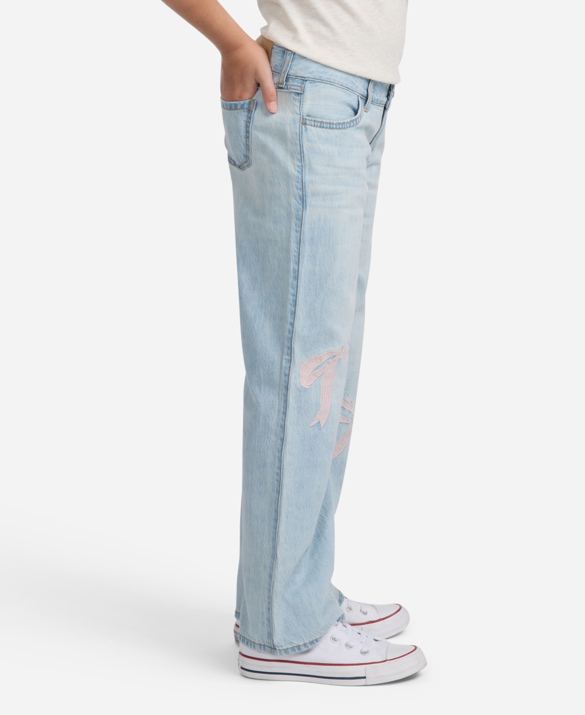 Abercrombie Girls Low-rise Embroidered Baggy Jeans In Blue