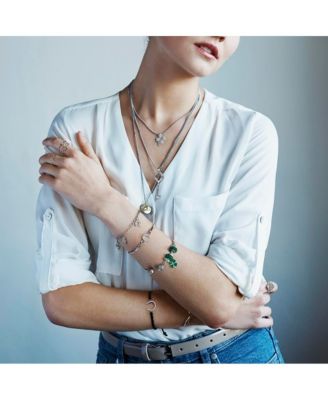 Good Luck Equestrian Strand Bracelet with Horseshoe and Cubic Zirconia Sterling Silver