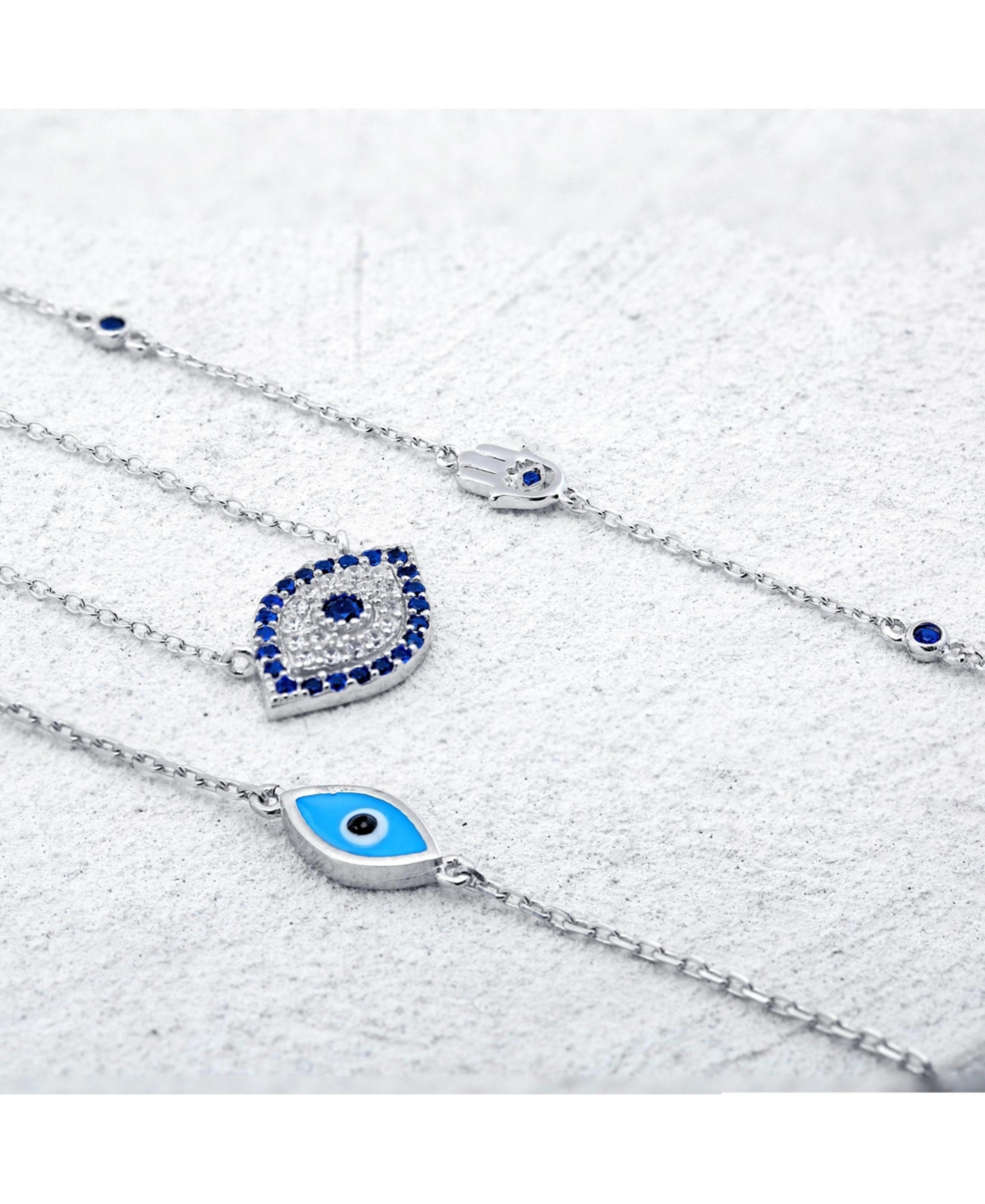 Bling Jewelry Tiny Minimalist Simple Evil Eye Charm Bracelet Cubic Zirconia Cz Sterling Silver Extender