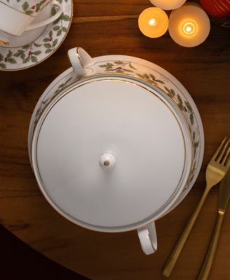 Holly & Berry Gold Covered Vegetable Bowl, 10.25", 48 oz.