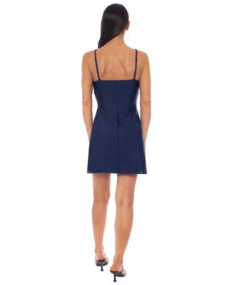 Juniors' Embellished Power Satin Sheath Dress