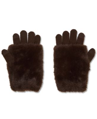 Faux-Fur-Cuff Cozy Knit Gloves