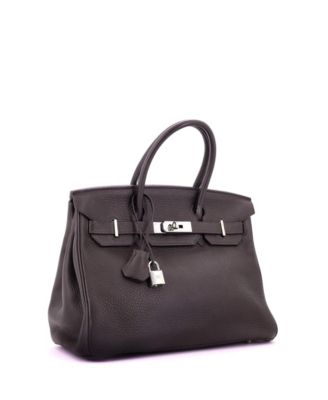 Pre-Owned Hermes Birkin 30 Handbag Brown Clemence with Palladium Hardware