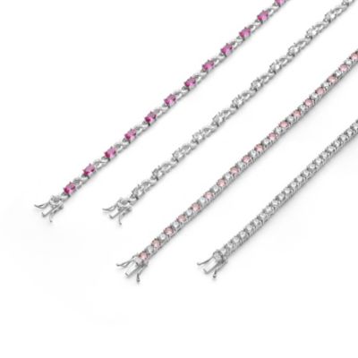 Forever Love Symbol Infinity Tennis Bracelet 9CT Oval Sapphire Blue Cubic Zirconia CZ Silver