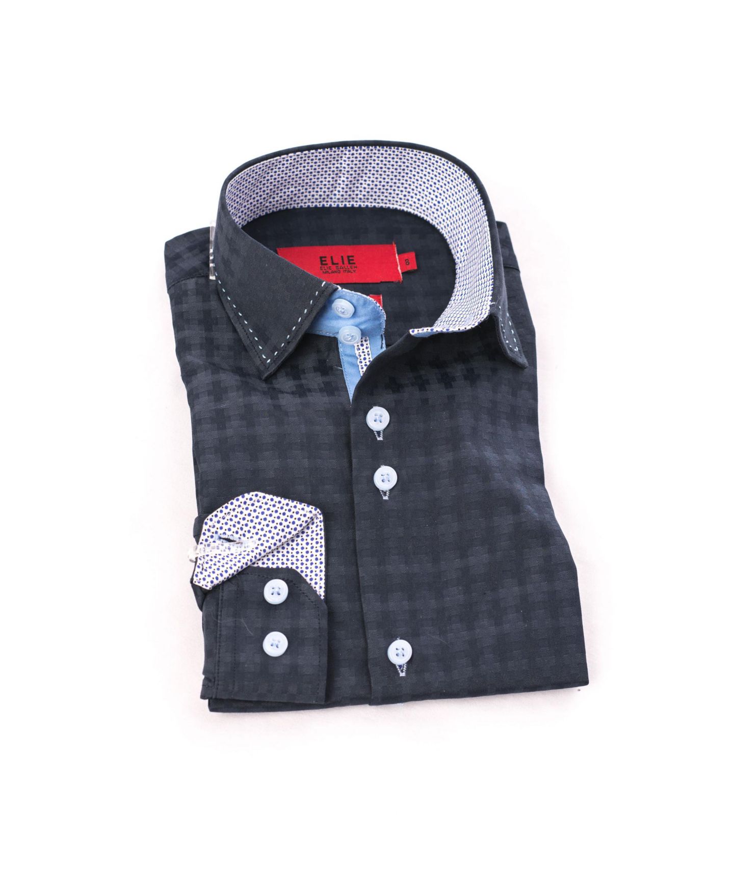 Рубашка Elie Balleh Navy Button-Down Slim Fit Shirt для мальчиков, цвет: Тёмно-синий — фото 1