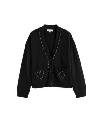 Women's Wool Cashmere Queen of Hearts Cardigan