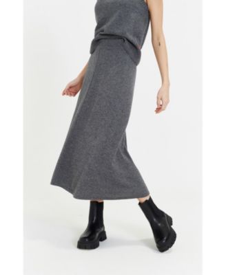 Women's Wool Cashmere Midi Skirt