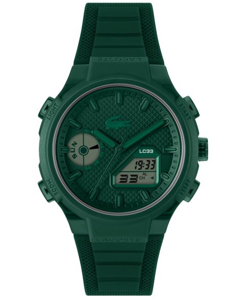 Мужские часы Lacoste LC33 Green Silicone Strap Watch, 44.8mm
