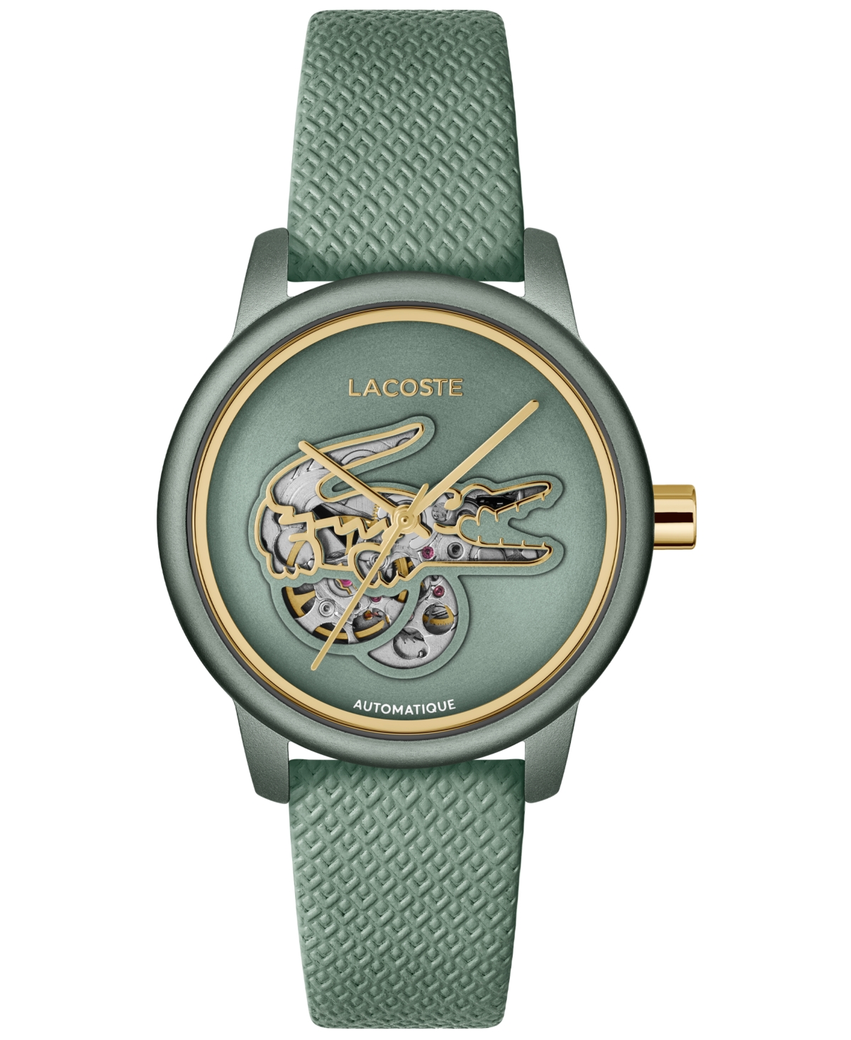 Lacoste Women's Automatic Green Leather Strap Watch, 38mm In Green