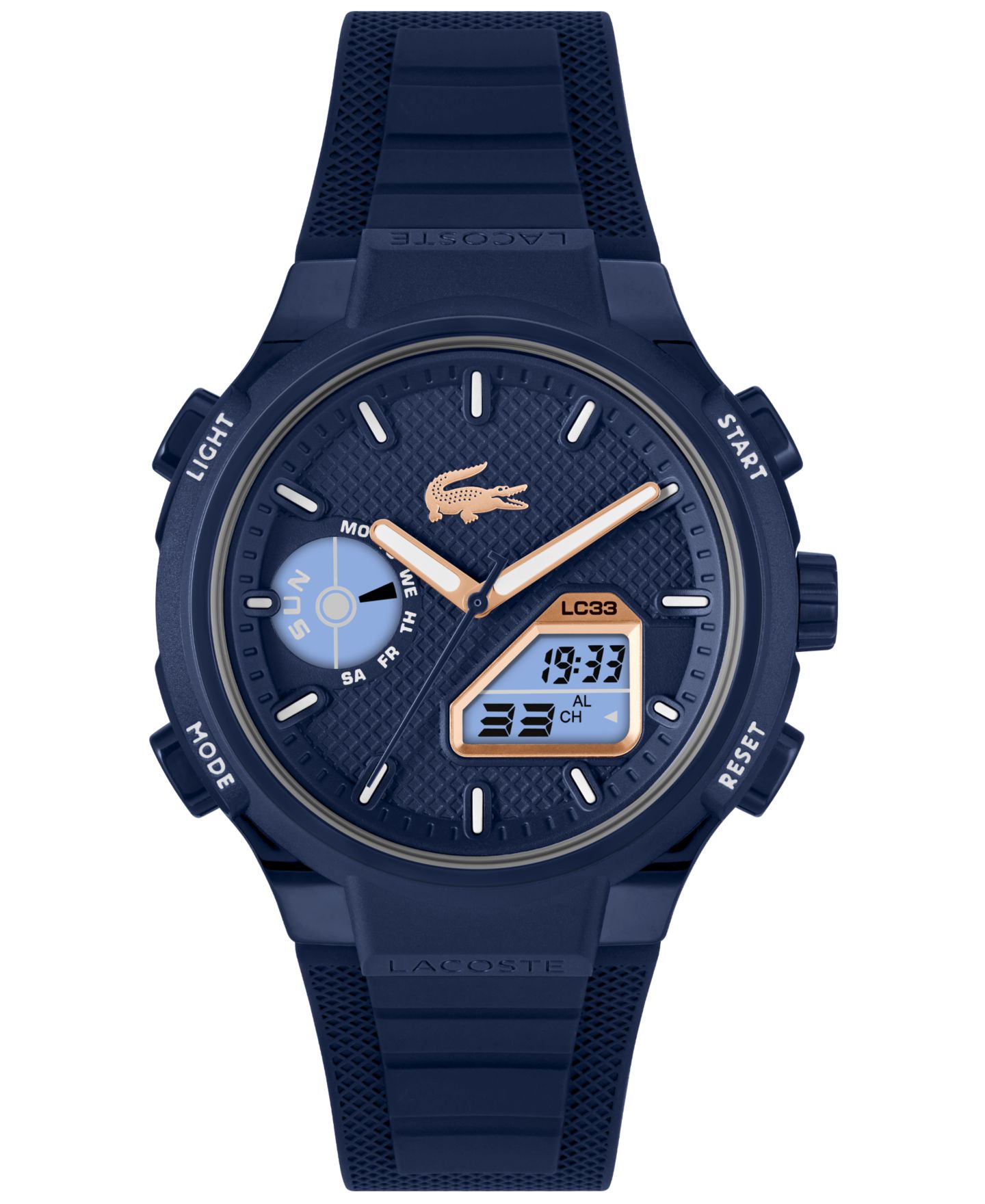 Мужские часы Lacoste LC33 Midnight Navy Silicone Strap Watch, 44.8mm — фото 6