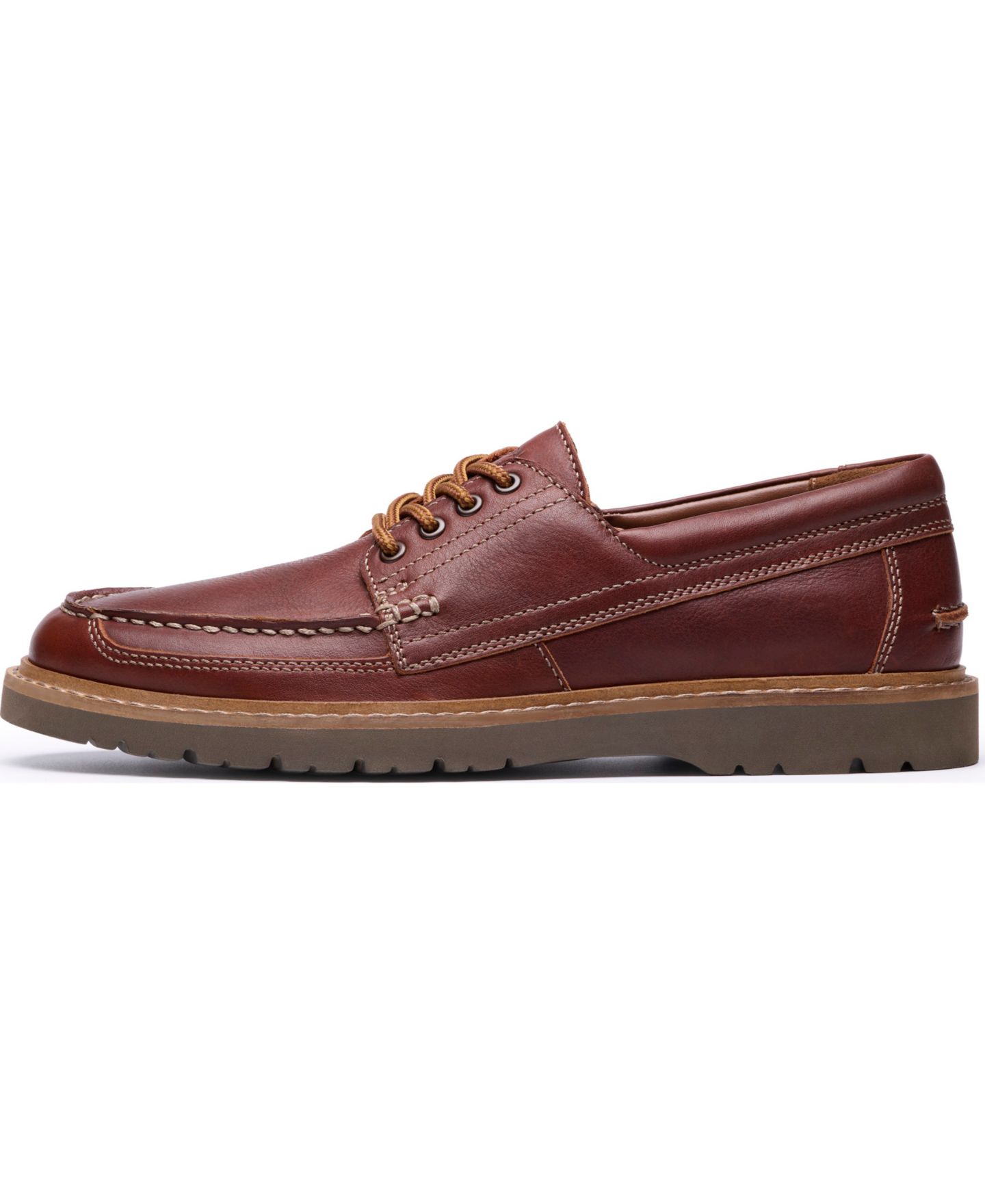 Мужские туфли Clarks Weltridge Moc Toe Casual Lace Up, цвет: Рыжевато-коричневый кожаный — фото 3