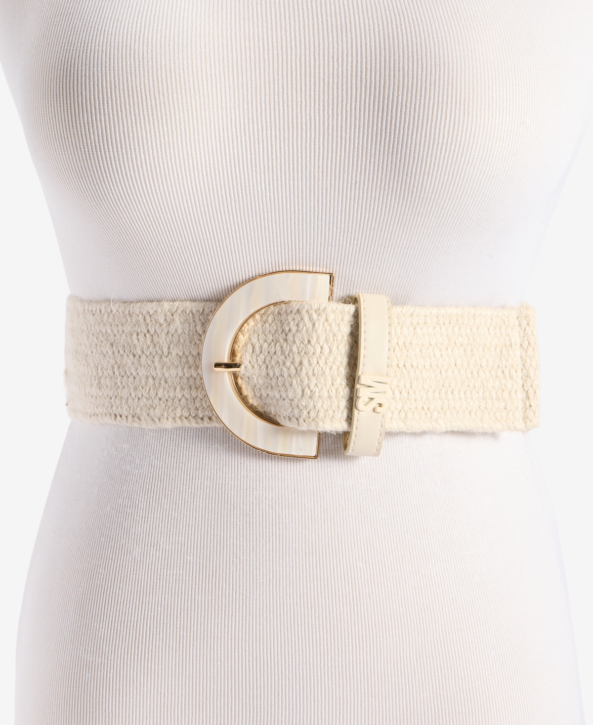 Steve Madden Jute Stretch Belt With Resin Overlay Buckle