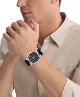 Men's CK Motion Black Leather Strap Watch 39mm