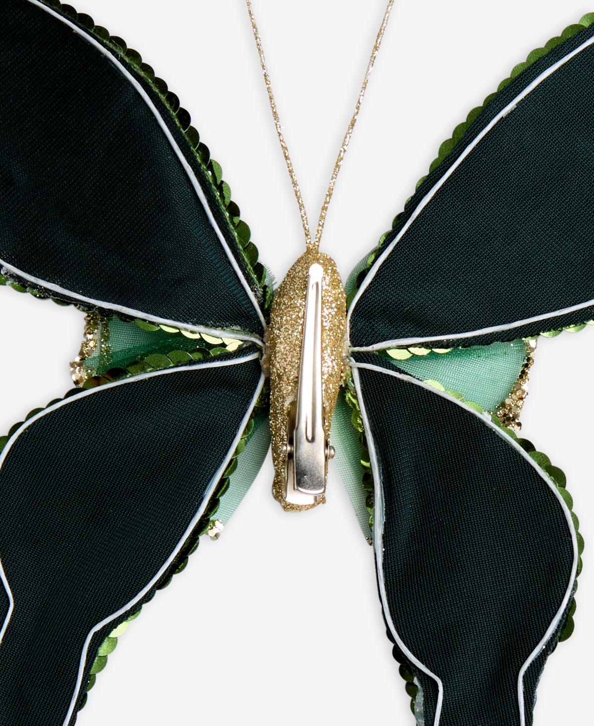 Holiday Lane Enchanted Forest Green Glitter Butterly Ornament, Macy's Exclusive In Transparent