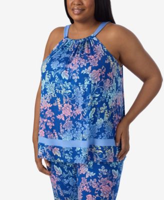 Plus Size Sleeveless Cropped Pajama Set
