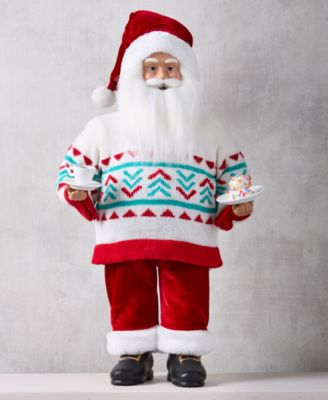 Whimsy Caucasian Santa In Sweater With Coffee, Macy's Exclusive 