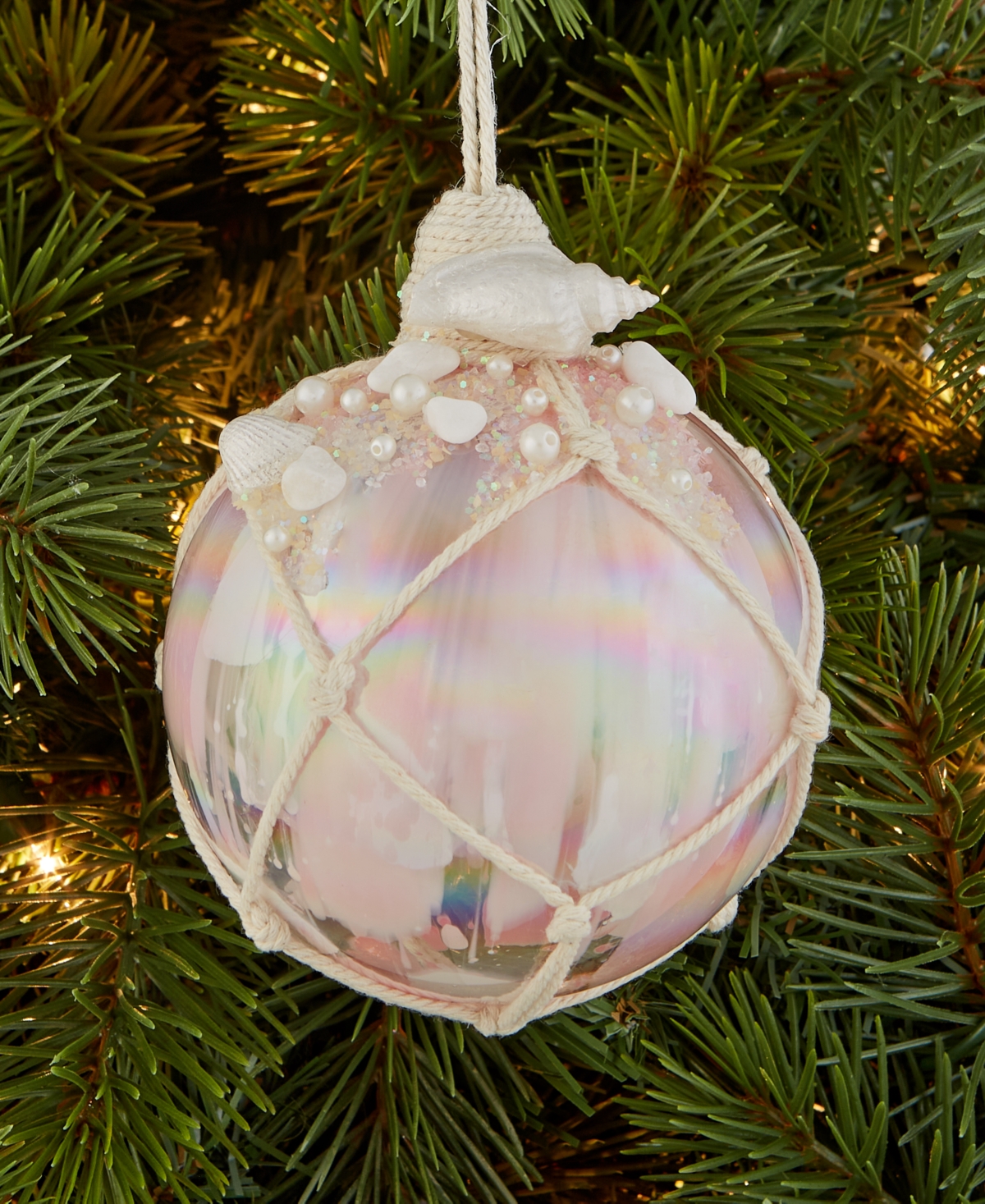 Holiday Lane Seaside Seashell Shimmer Ball Ornament, Macy's Exclusive