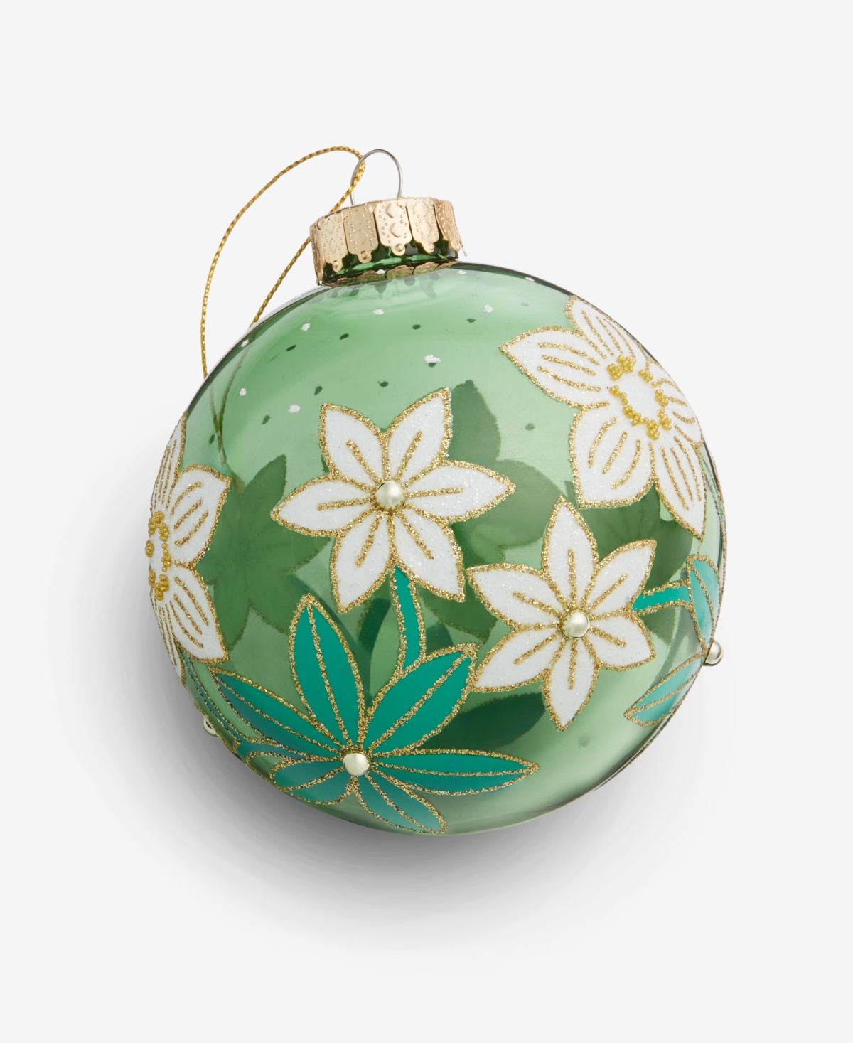 Holiday Lane Enchanted Emerald Glass Ball Ornament, Macy's Exclusive In Transparent