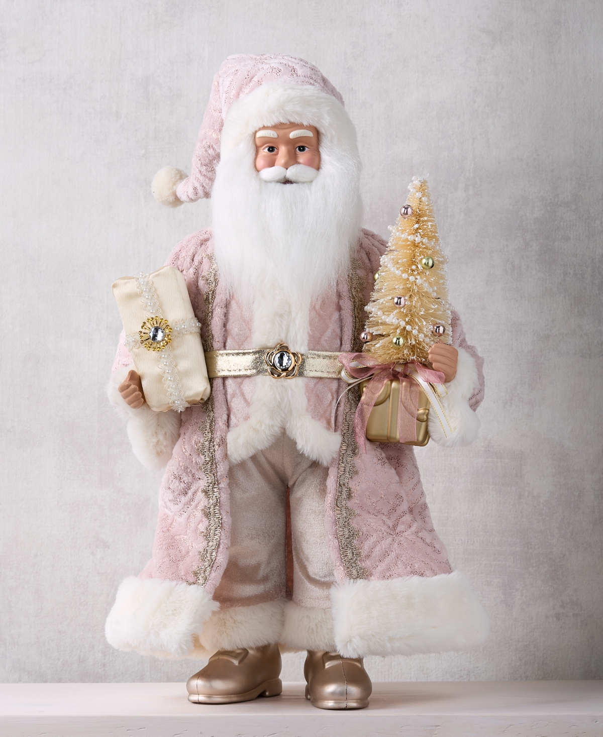 Holiday Lane Opulence Caucasian Santa With Gold Gifts, Macy's Exclusive