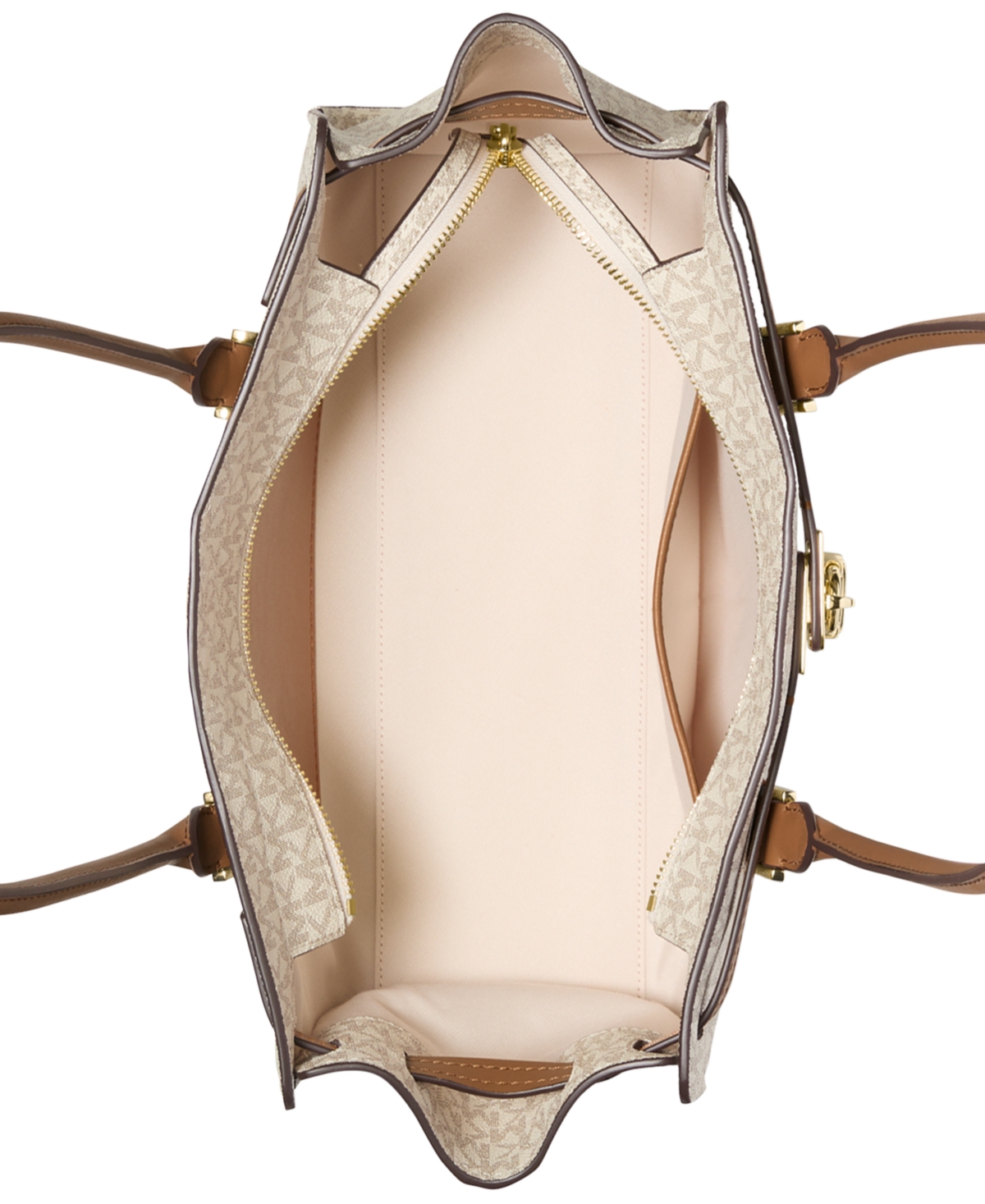 Michael Kors Michael  Hamilton Moderne Small Signature Logo Satchel In Neutral