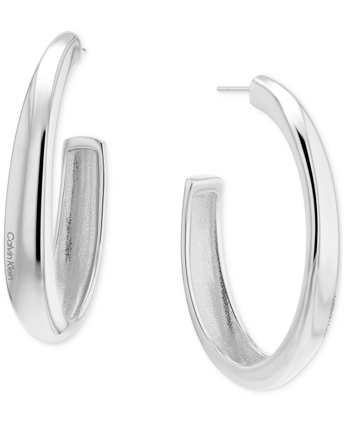 Medium Modern Purity C-Hoop Earrings, 1.97" - Silver