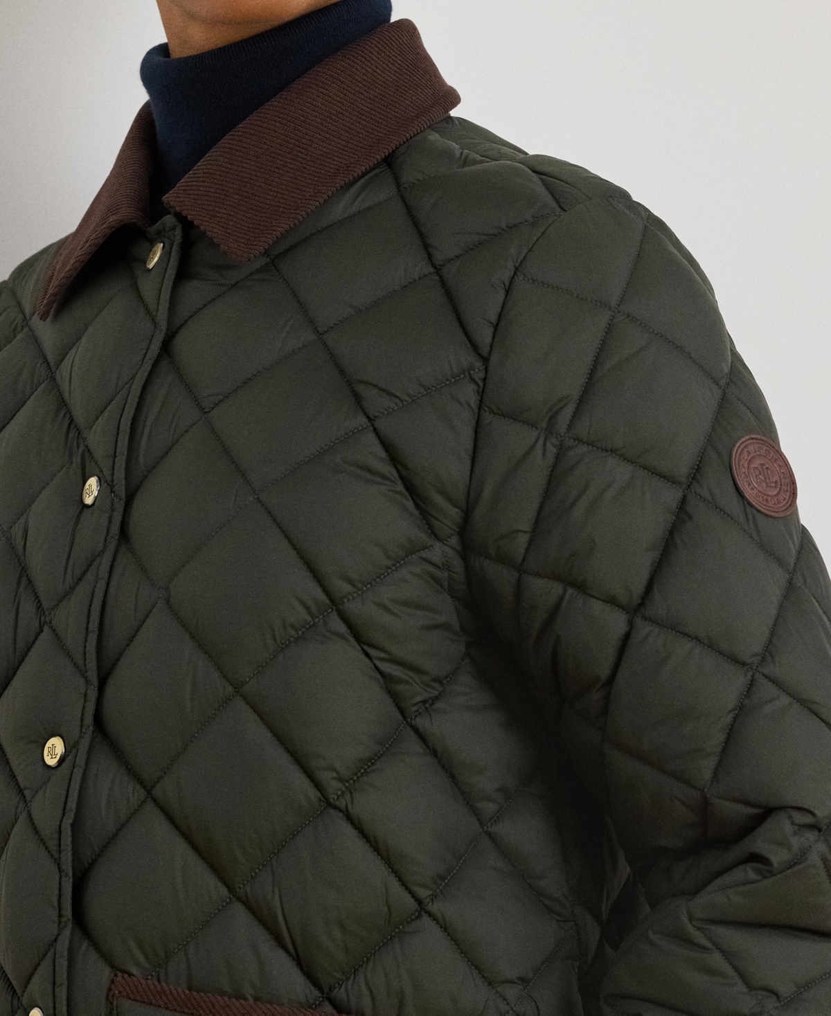 Ralph Lauren Corduroy-trim Quilted Barn Jacket In Green