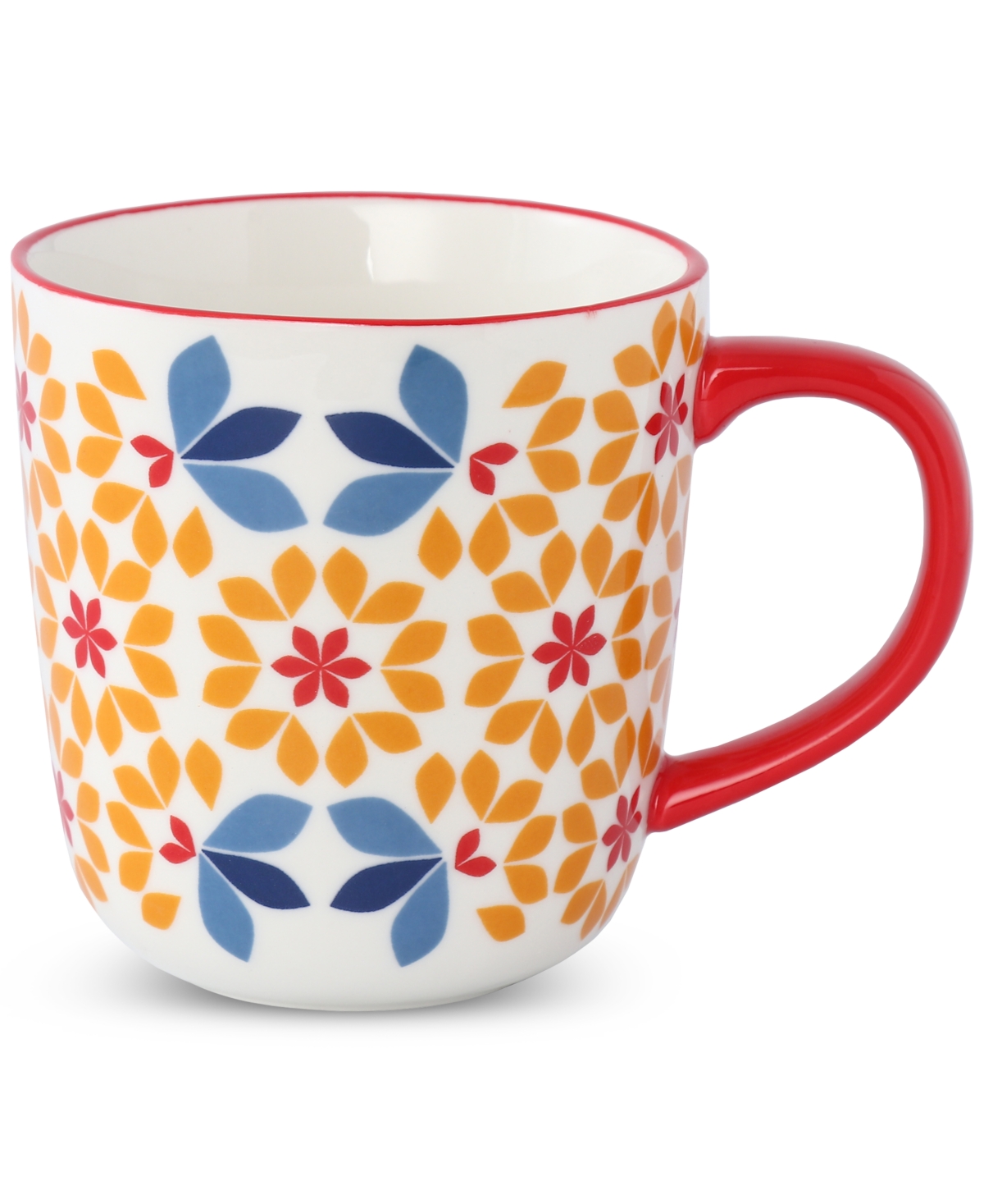Lorren Home Trends Geo Floral Mugs, Assorted Set Of 4 In Multi