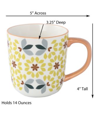 Geo Floral Mugs, Set of 4