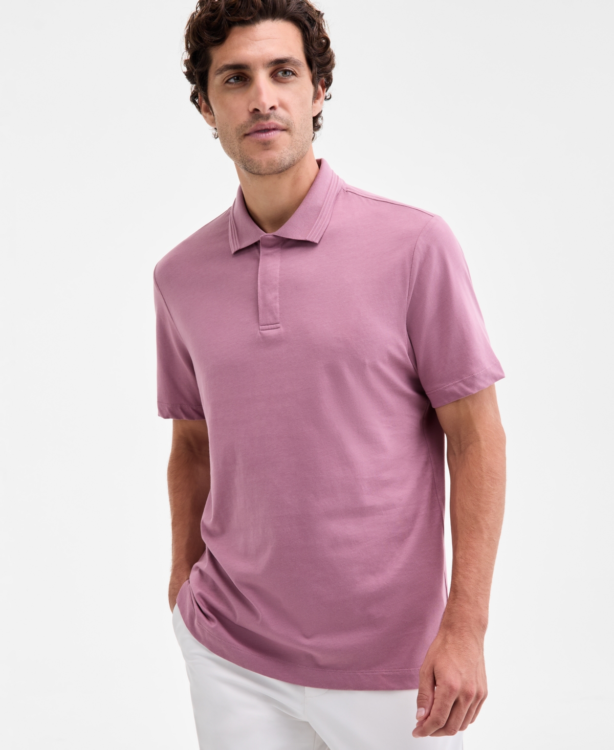Alfani Men's Regular-fit Mercerized Polo Shirt, Created For Macy's In Pink