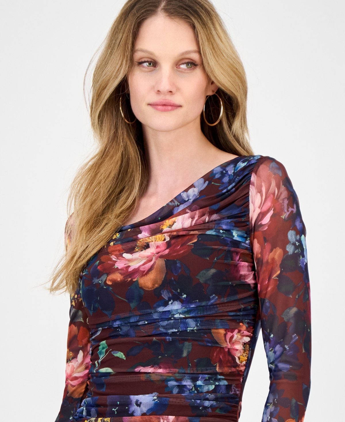 Guess Women's Bernardette Asymmetrical-Neck Long-Sleeve Top