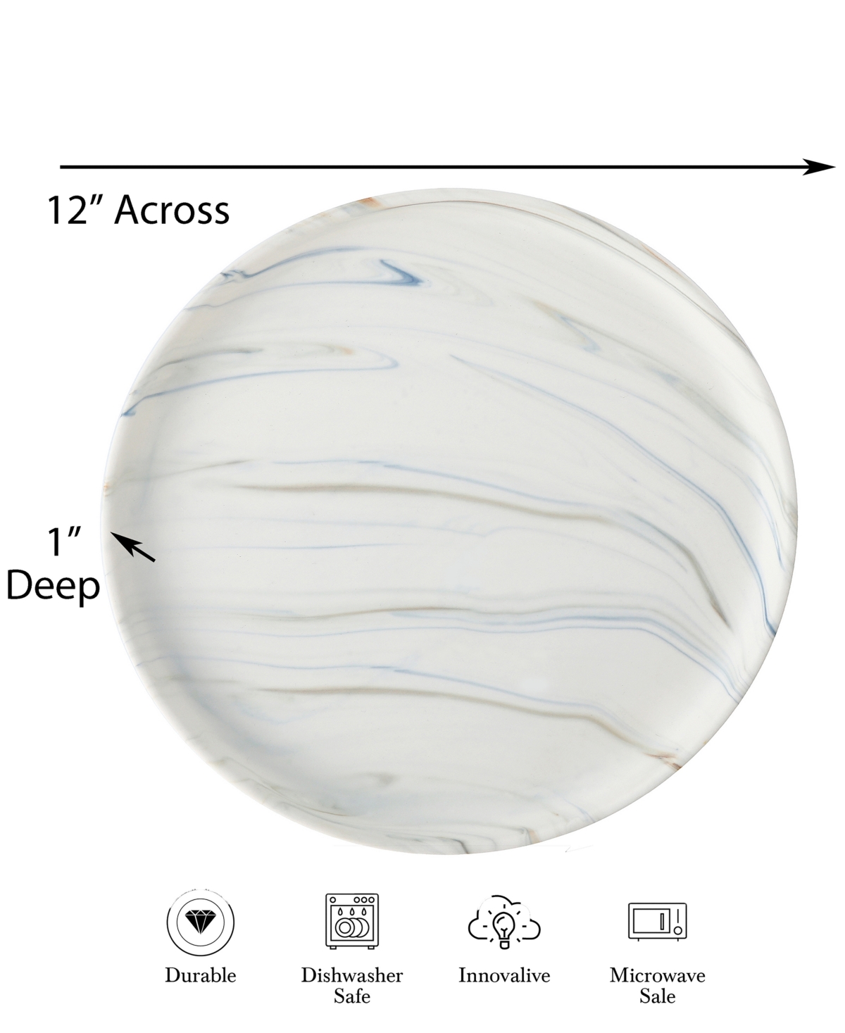 Lorren Home Trends Matte Marble Pattern Serving Platter In Sand