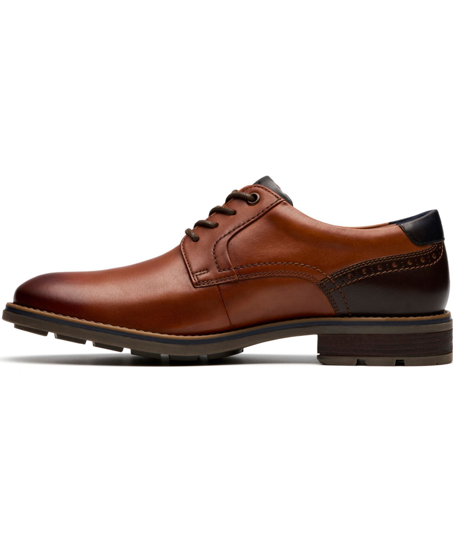 Мужские туфли Clarks Emmet Plain Toe Dress Shoe, цвет: Чёрный гладкий кожаный — фото 9
