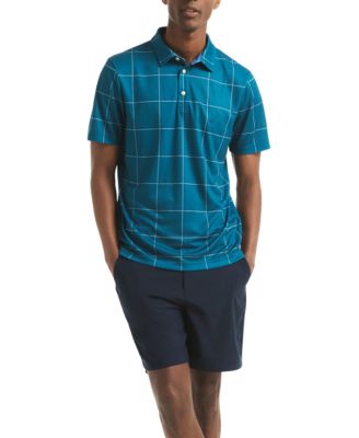 Men's Short Sleeve Windowpane Golf Polo Shirt